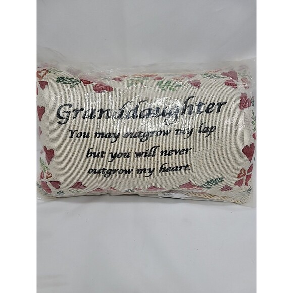 Embroidered Floral Heart Granddaughter Accent Lumbar Toss Throw Pillow 8"x12" - Picture 2 of 15
